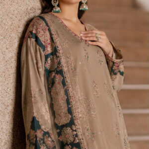 Al Ahnaf Ethnic Silk Collection 2026 Beige – 3PC Unstitched Silk Suit