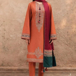 AIRJET DHANAK 3PC ELEGANT EMBROIDERED ORENGE